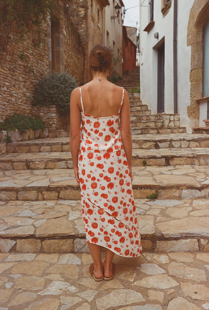 Charlotte Top - Red Flower Print