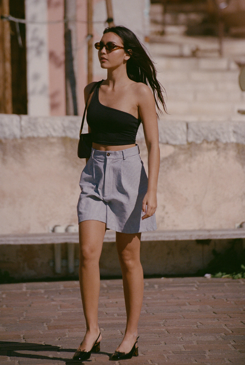 Short long Alizée - Rayures bleues