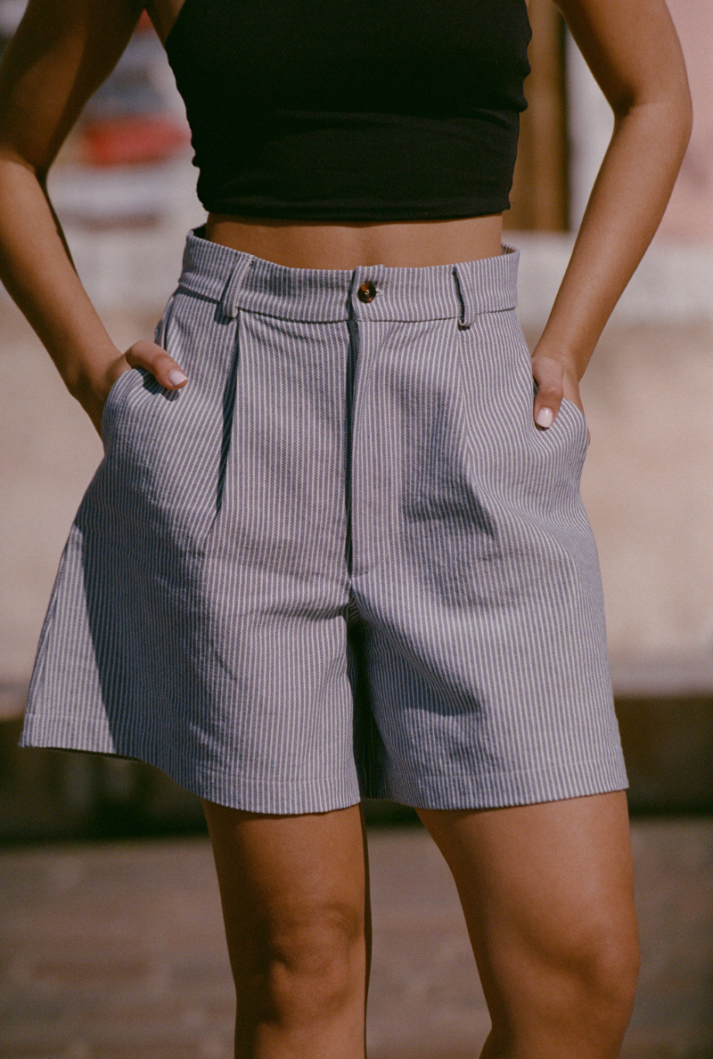 Short long Alizée - Rayures bleues