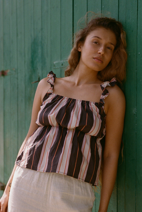 Top Marion - Rayures prune