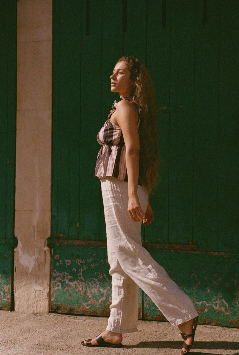 Marion Top - Plum Stripes