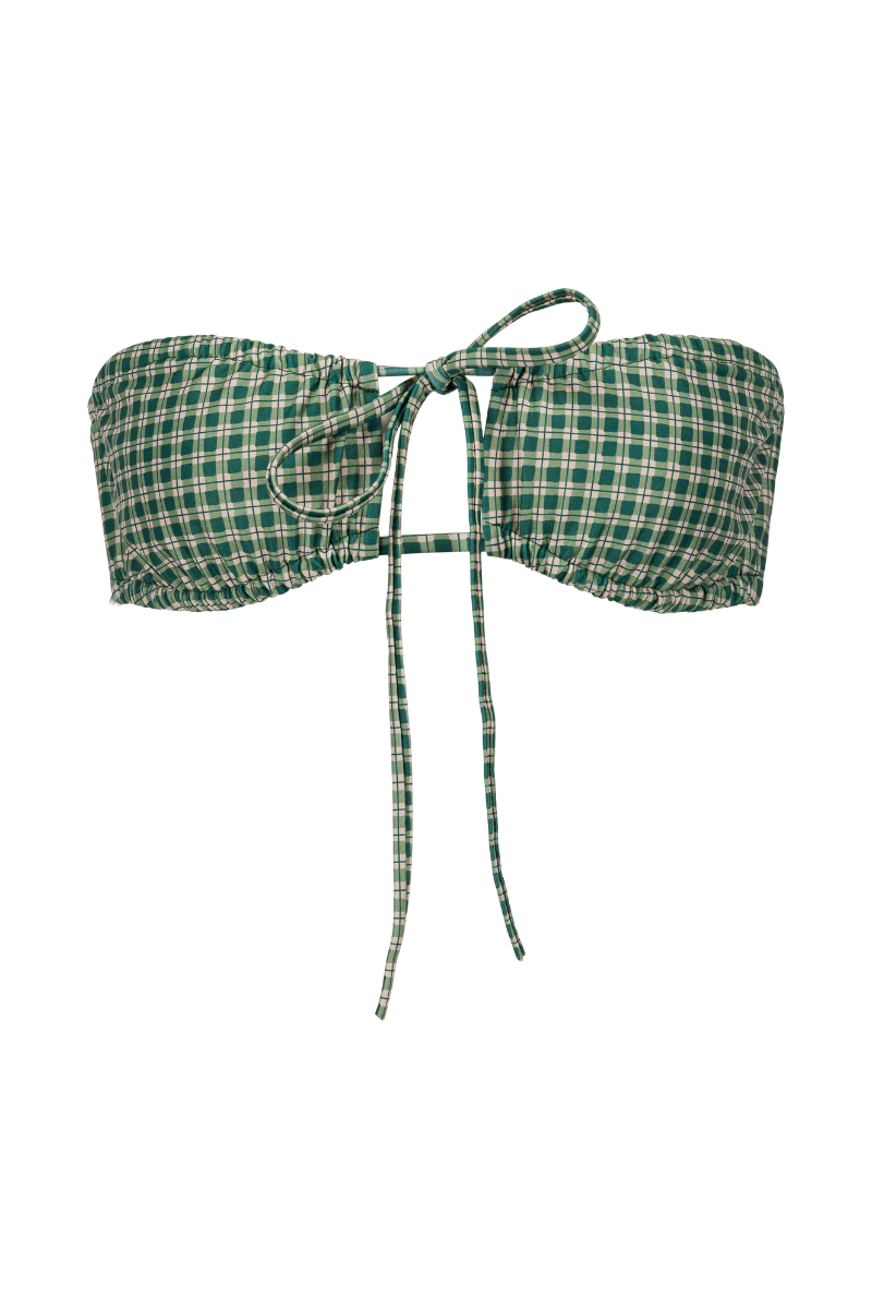 Mado strapless bikini top - Green checks