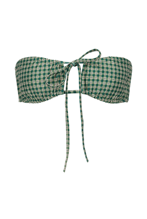 Mado strapless bikini top - Green checks