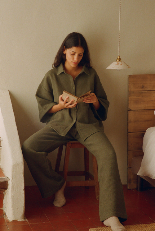 Pantalon Mimosa nid d'abeille Kaki
