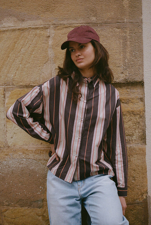 Lucile organic cotton shirt - Plum stripes