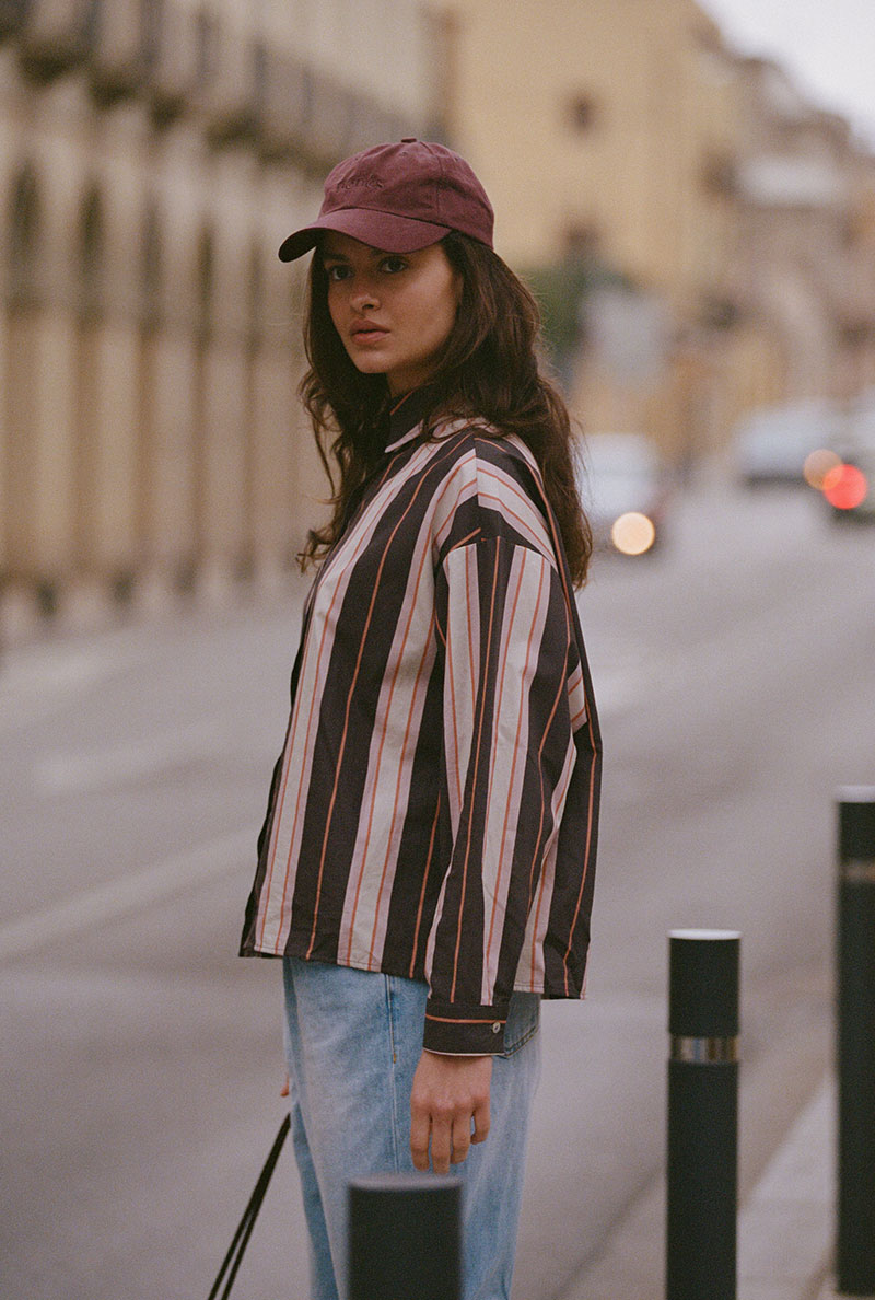 Lucile organic cotton shirt - Plum stripes