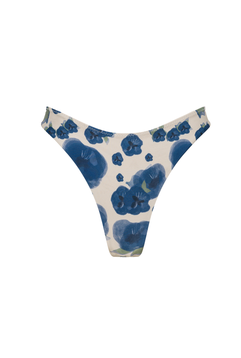 Agathe tanga bikini bottoms - Blue flowers