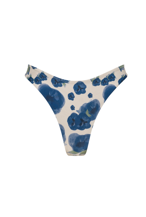 Agathe tanga bikini bottoms - Blue flowers
