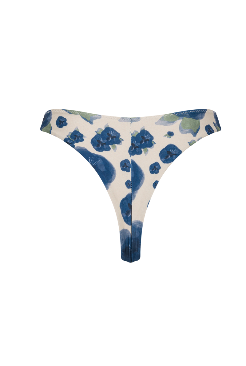 Agathe tanga bikini bottoms - Blue flowers