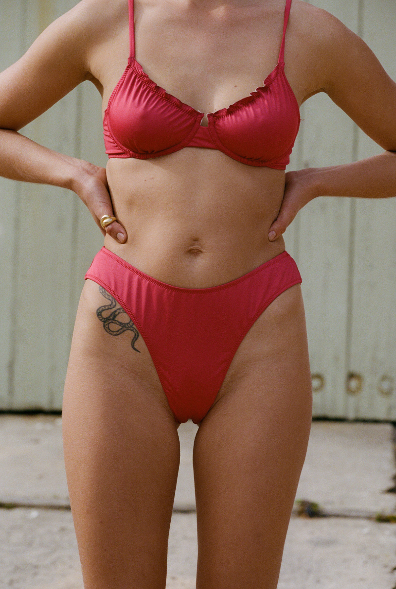 Haut de maillot armaturé Marcia - Rouge framboise
