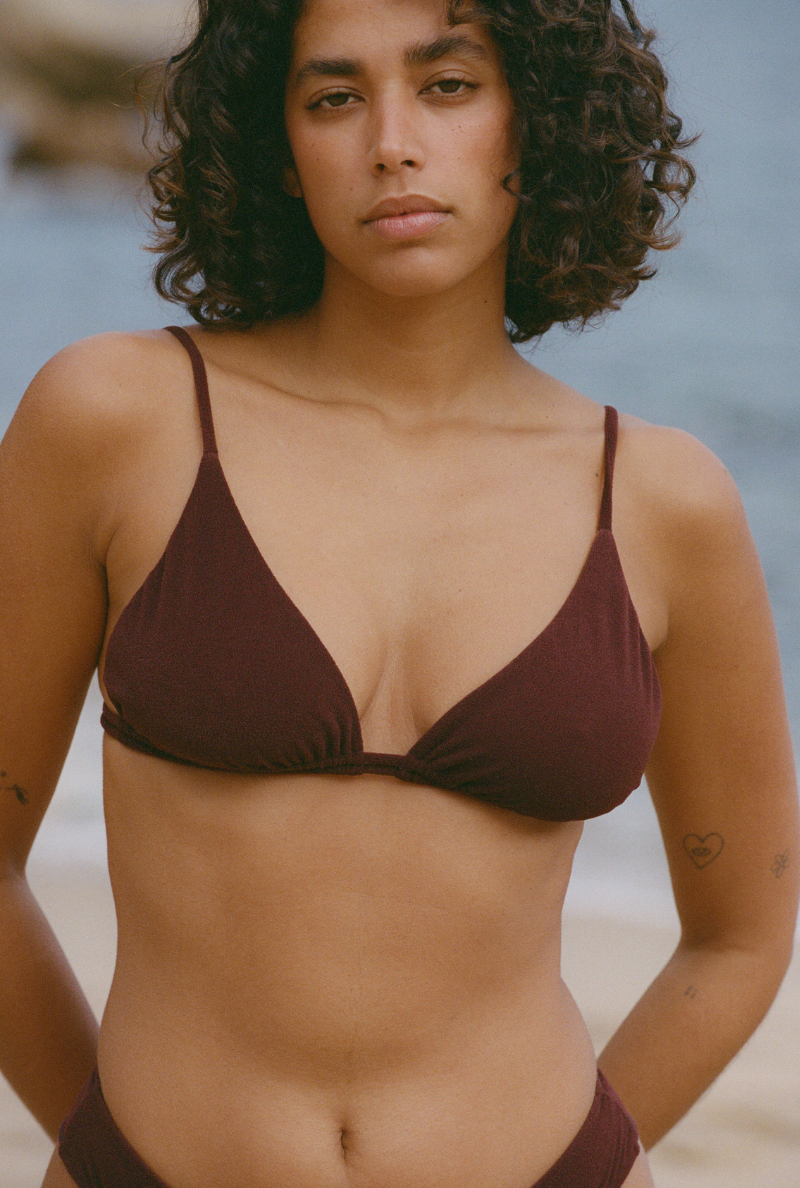 Haut de maillot triangle Mélanie - Marron