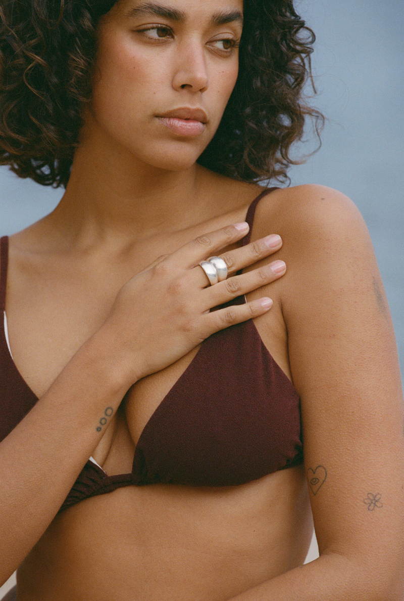 Haut de maillot triangle Mélanie - Marron