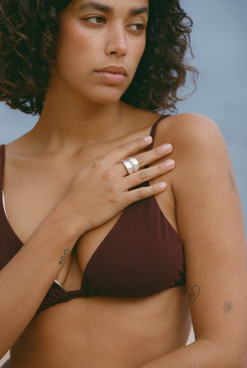 Haut de maillot triangle Mélanie - Marron