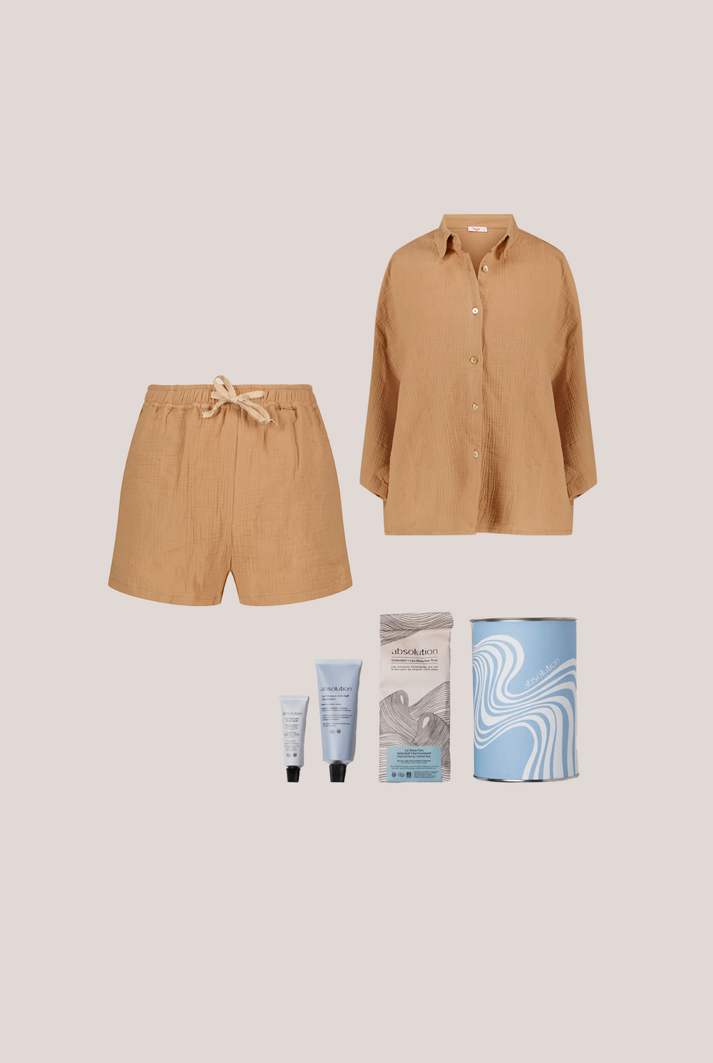 Coffret Cocooning - Pyjama Marra Ocre + Kit Absolution