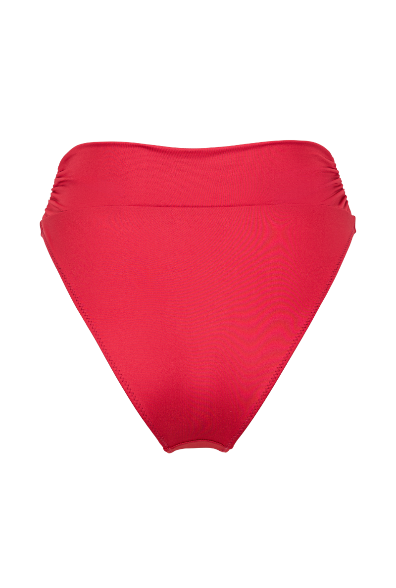 Bas de maillot culotte taille haute Myrto - Rouge framboise