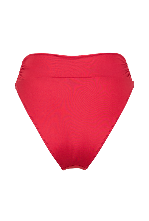 Bas de maillot culotte taille haute Myrto - Rouge framboise