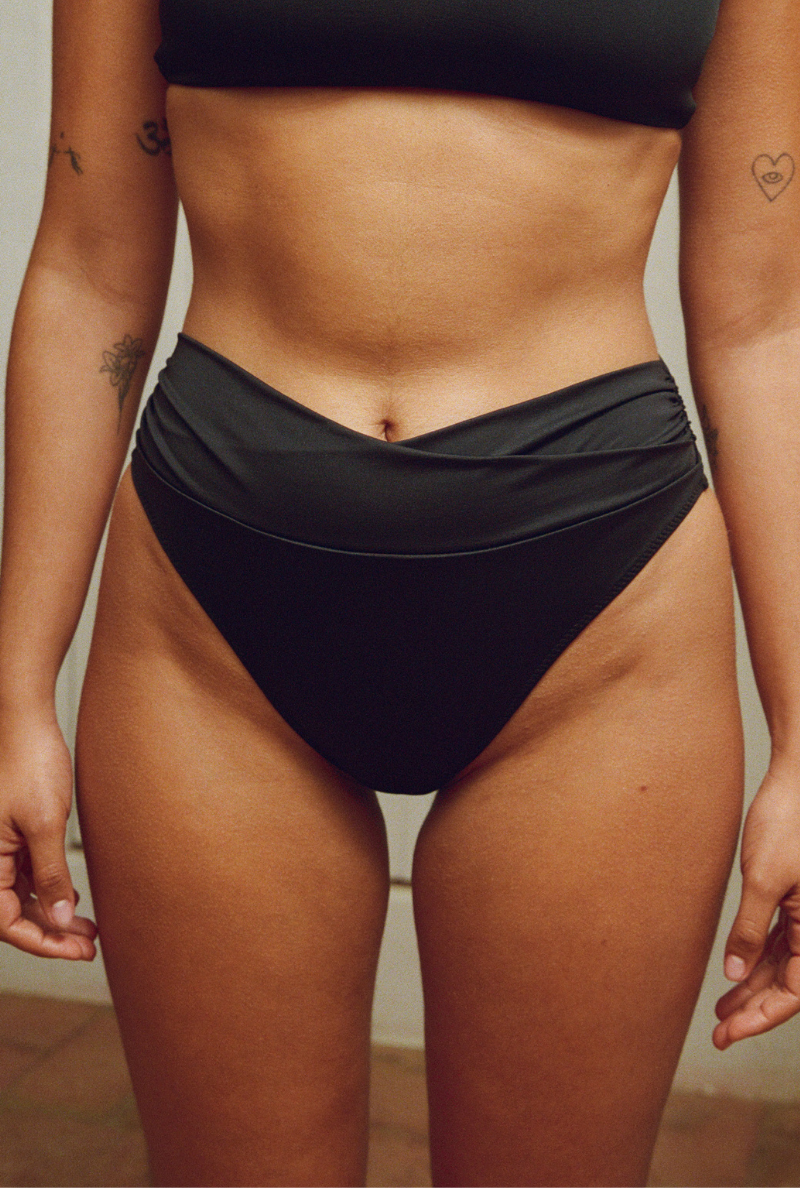 Bas de maillot culotte taille haute Myrto - Noir