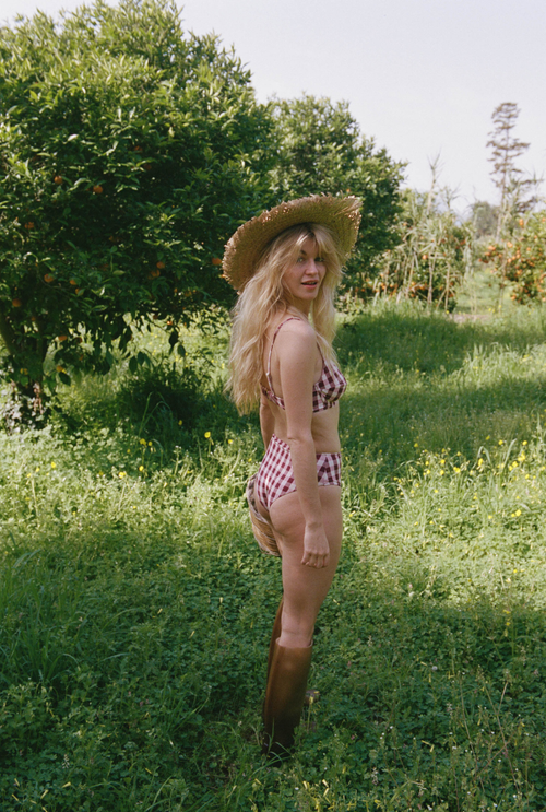 Culotte taille haute Aimée - Vichy rose