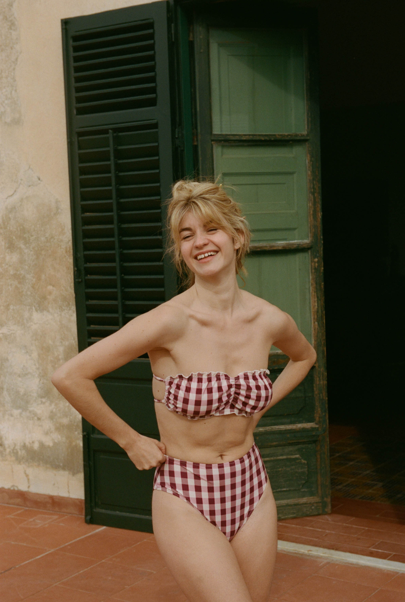 Culotte taille haute Aimée - Vichy rose