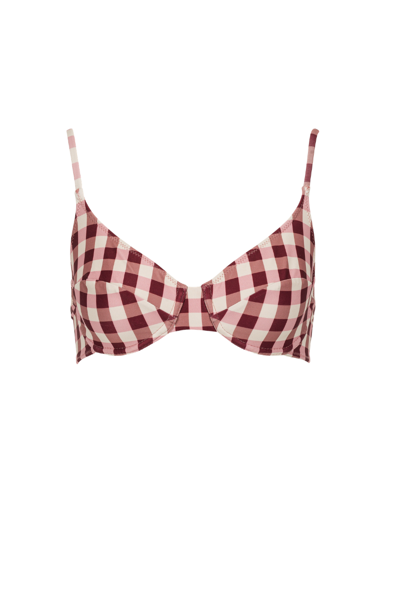 Mona underwired top - pink gingham