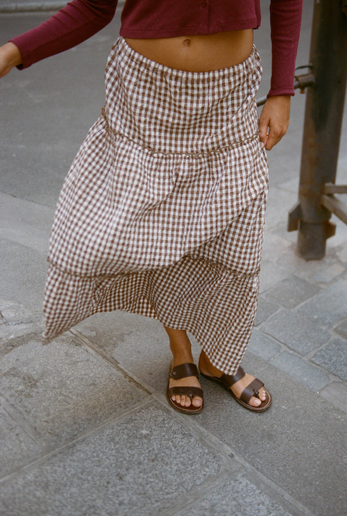 Moira Skirt - Brown Vichy