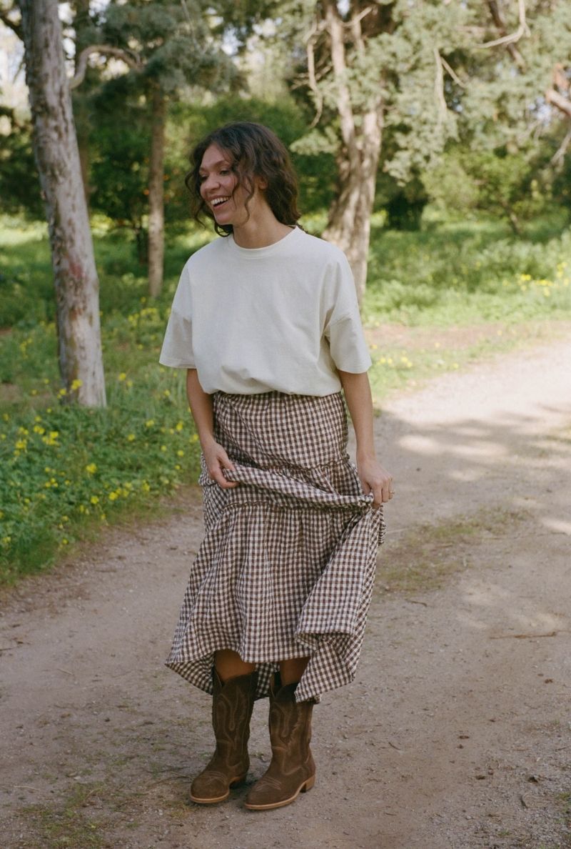 Moira Skirt - Brown Gingham - Nénés – Nénés Paris