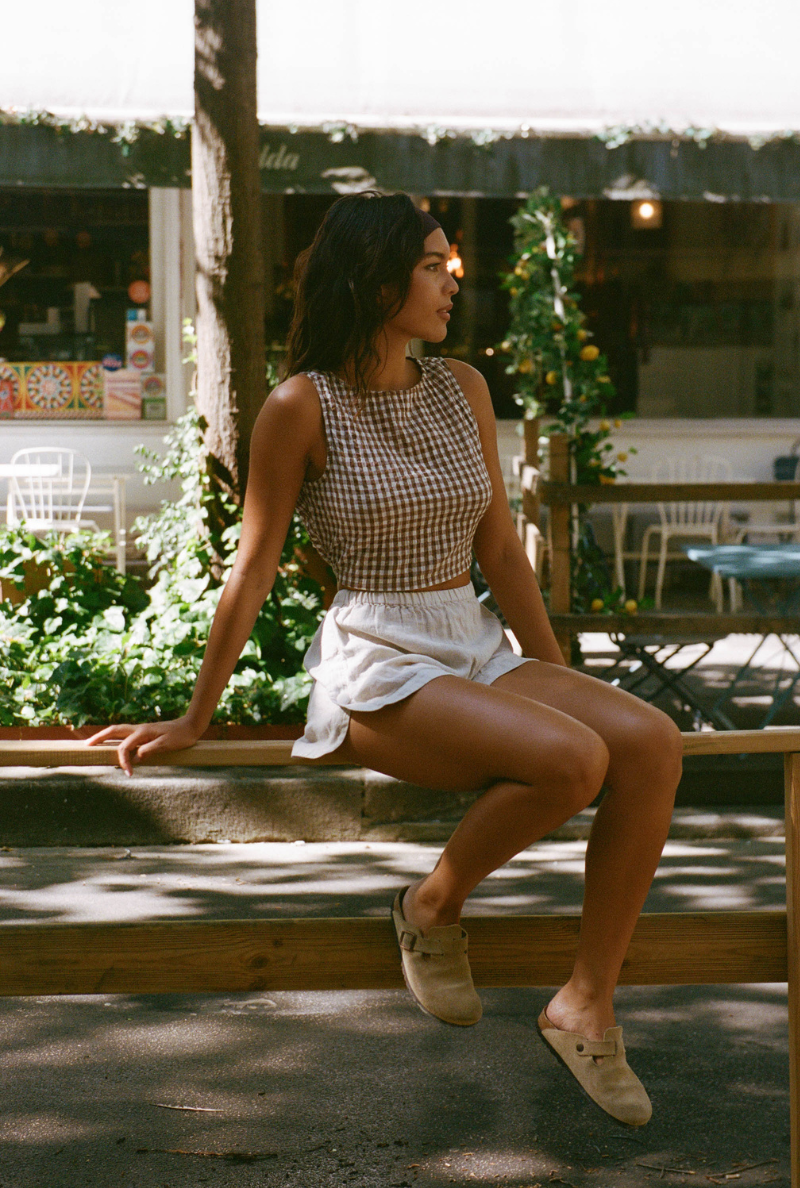 Hallie top - Brown Vichy
