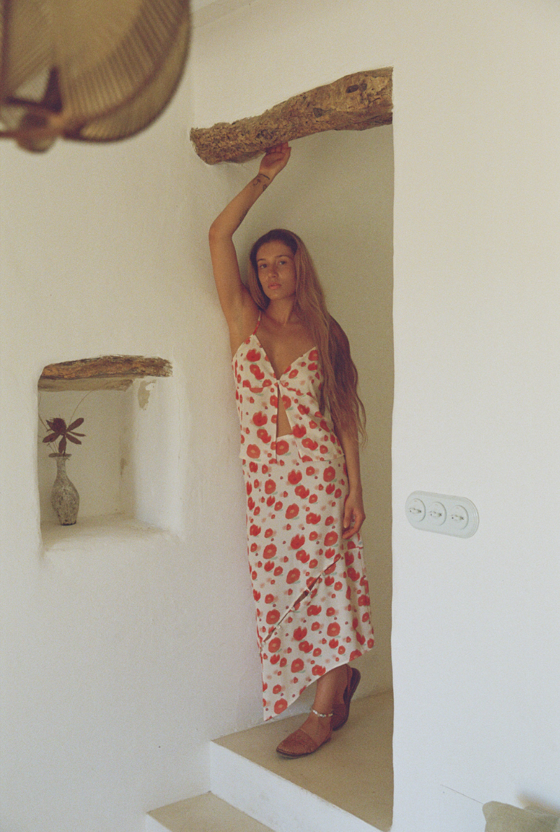 Charlotte Top - Red Flower Print