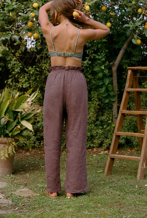 Camille linen pants - Brown