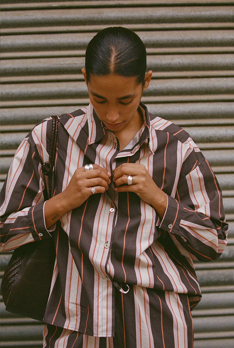 Chemise oversize Lucile à rayures prune l Vestiaire responsable