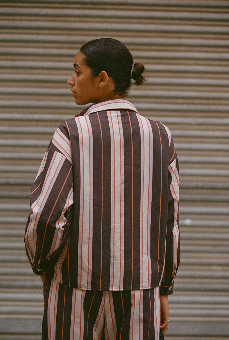 Lucile oversized shirt with plum stripes l Responsible wardrobe