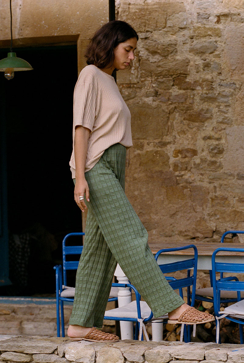 Manta fluid pants in khaki organic cotton l Responsible
