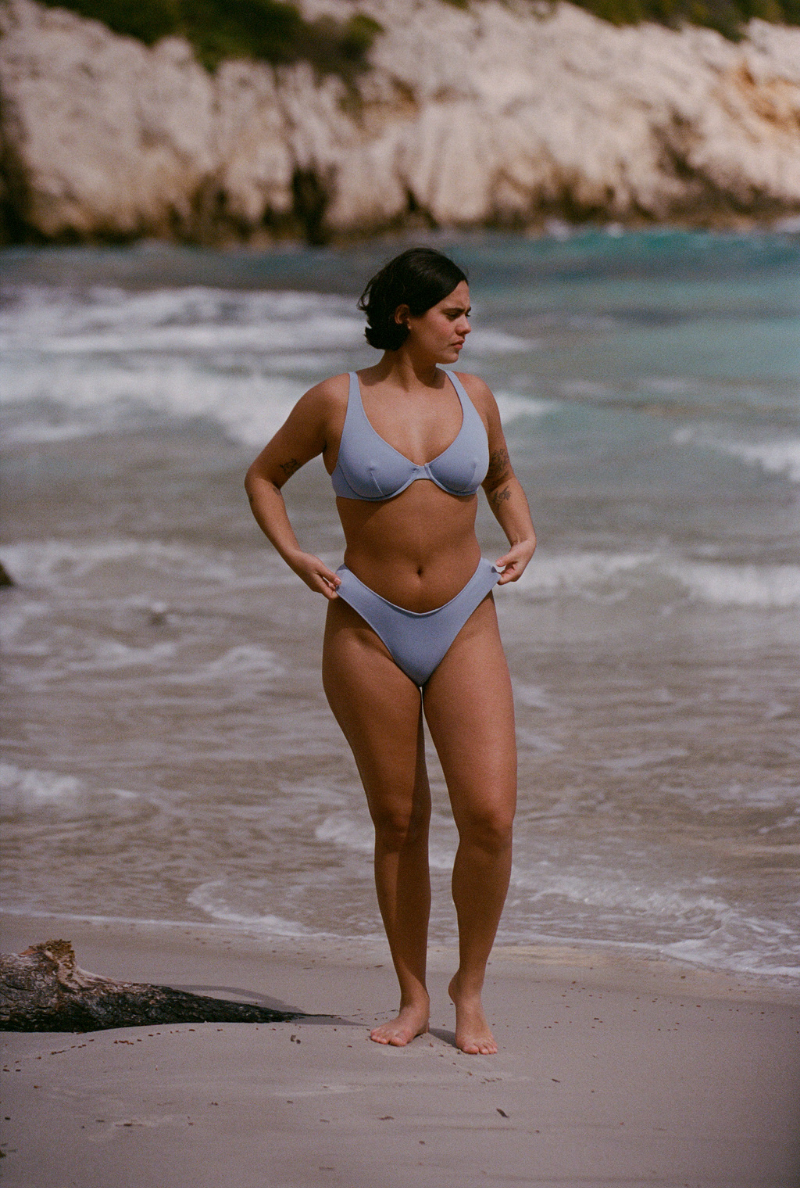 Bas de maillot culotte Grace - Bleu lavande