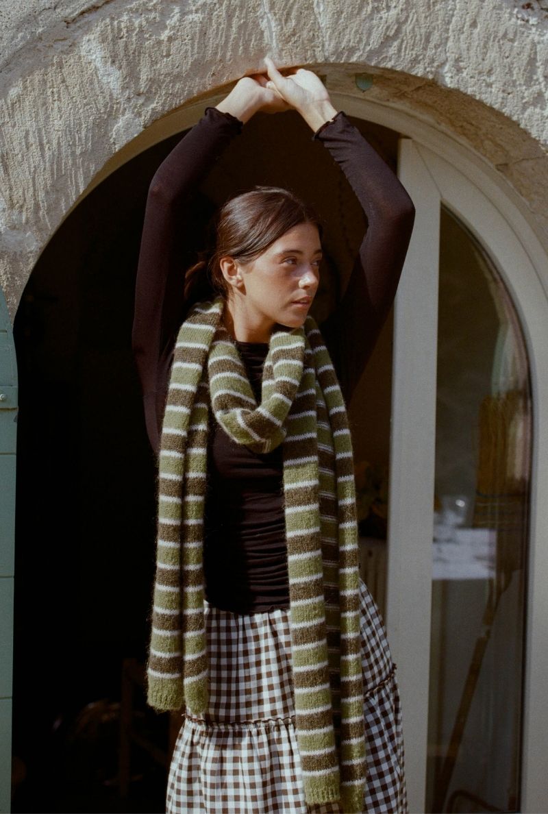 Clémence Scarf – Khaki Stripes
