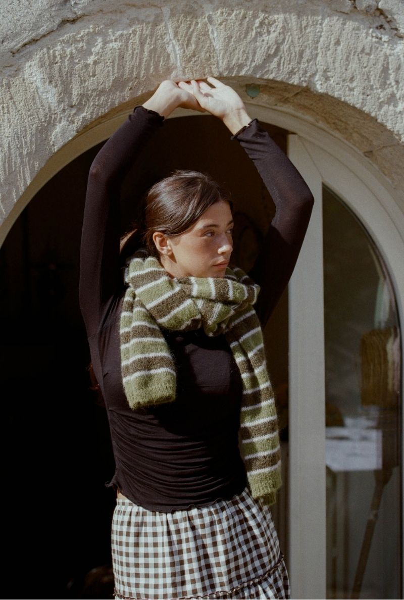 Clémence Scarf – Khaki Stripes