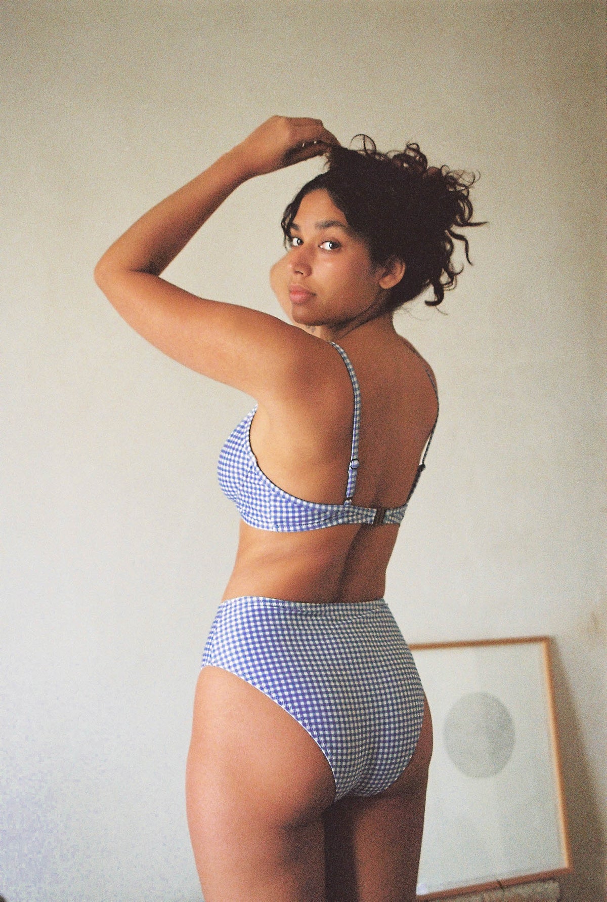 Bas de Maillot Taille Haute Aimee Vichy Bleu Maillot de bain motifs Nenes Paris