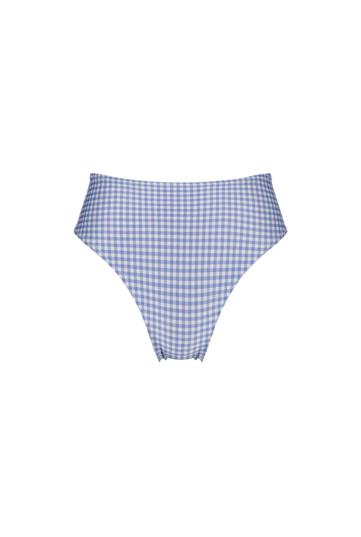 Aim e High Waisted Bikini Bottom Blue Gingham Patterned